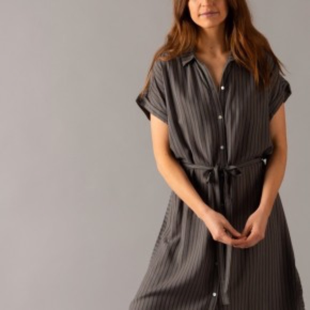 Striped grey shirt dress- AGNES & DORA